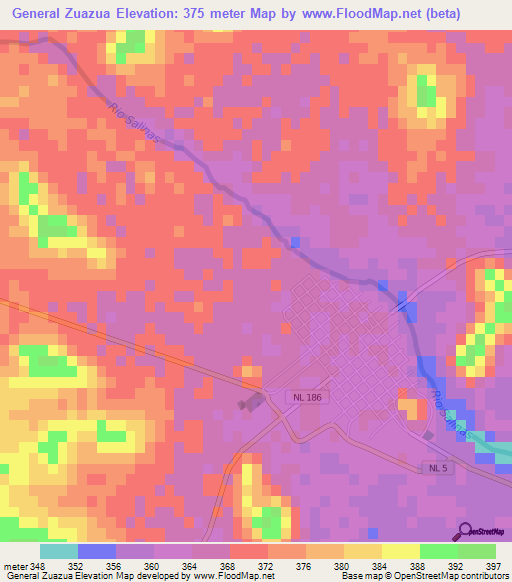 General Zuazua,Mexico Elevation Map