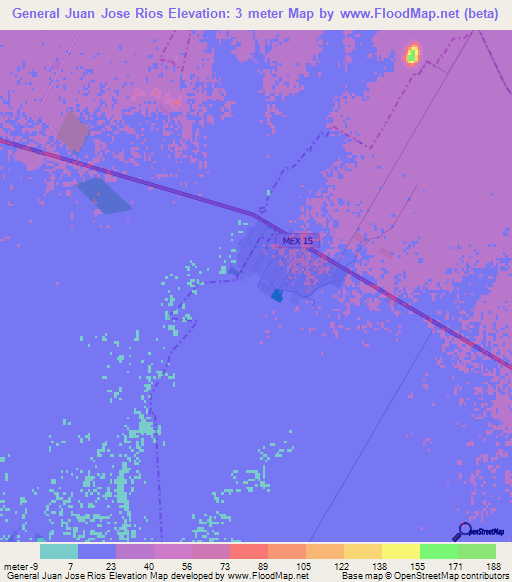 General Juan Jose Rios,Mexico Elevation Map