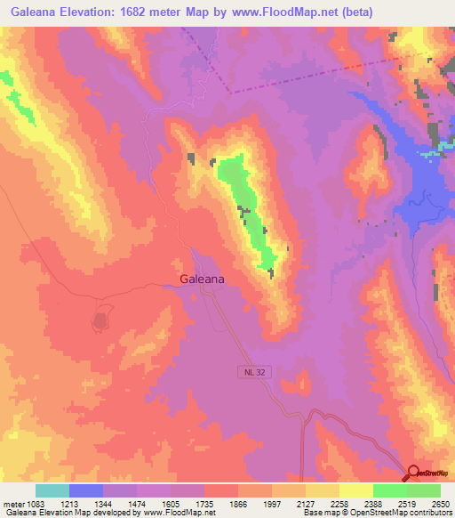 Galeana,Mexico Elevation Map