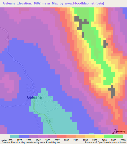 Galeana,Mexico Elevation Map