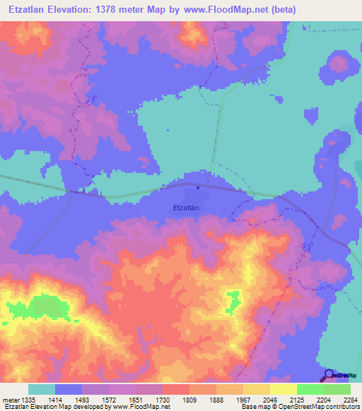 Etzatlan,Mexico Elevation Map