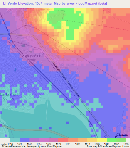 El Verde,Mexico Elevation Map