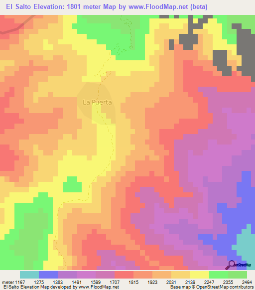 El Salto,Mexico Elevation Map