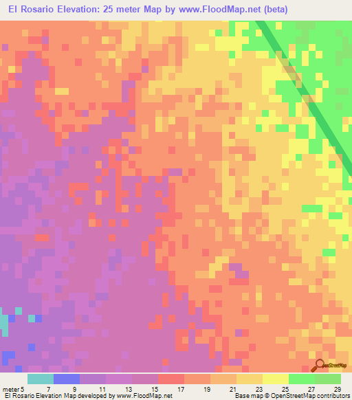 El Rosario,Mexico Elevation Map