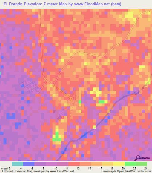 El Dorado,Mexico Elevation Map