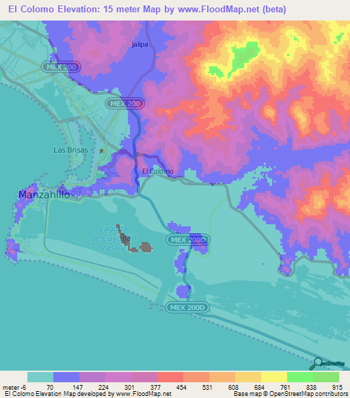 El Colomo,Mexico Elevation Map