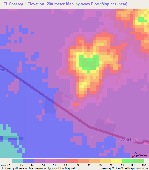 El Coacoyul,Mexico Elevation Map