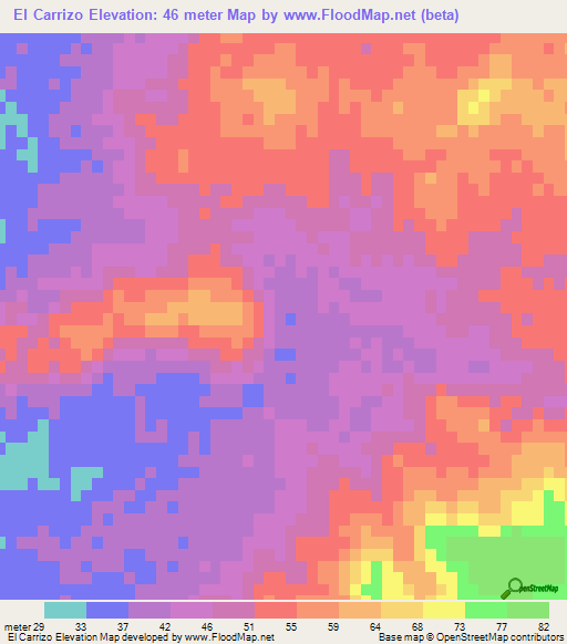 El Carrizo,Mexico Elevation Map