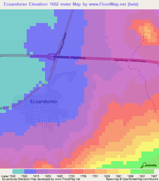 Ecuandureo,Mexico Elevation Map