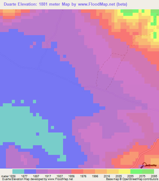 Duarte,Mexico Elevation Map