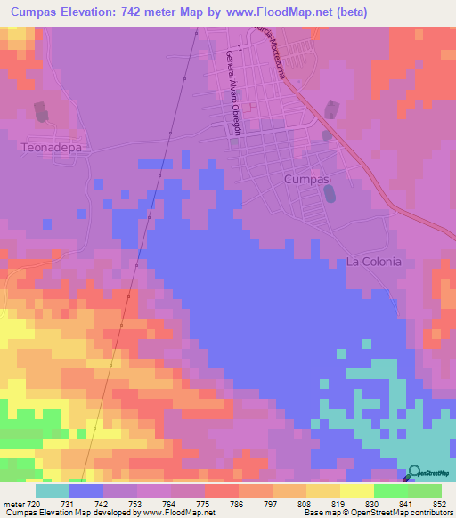 Cumpas,Mexico Elevation Map