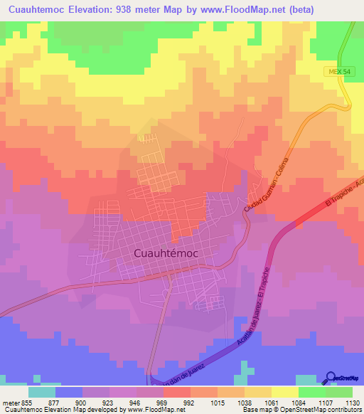 Cuauhtemoc,Mexico Elevation Map