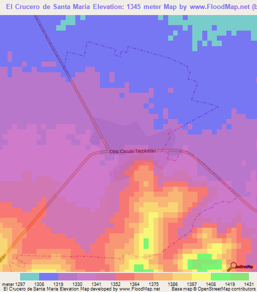 El Crucero de Santa Maria,Mexico Elevation Map