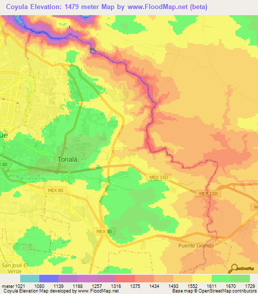 Coyula,Mexico Elevation Map