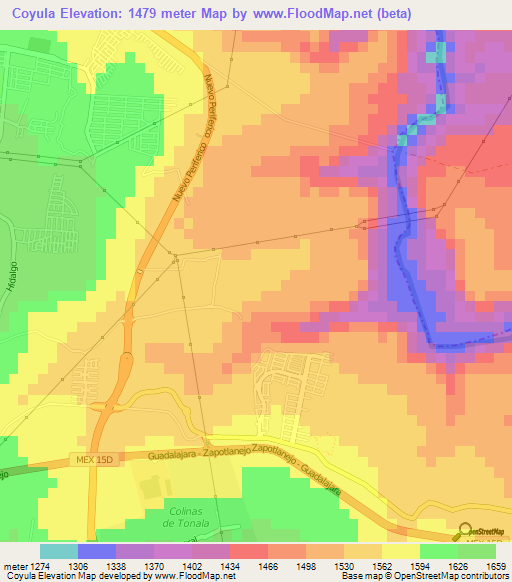 Coyula,Mexico Elevation Map