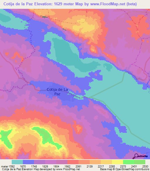 Cotija de la Paz,Mexico Elevation Map