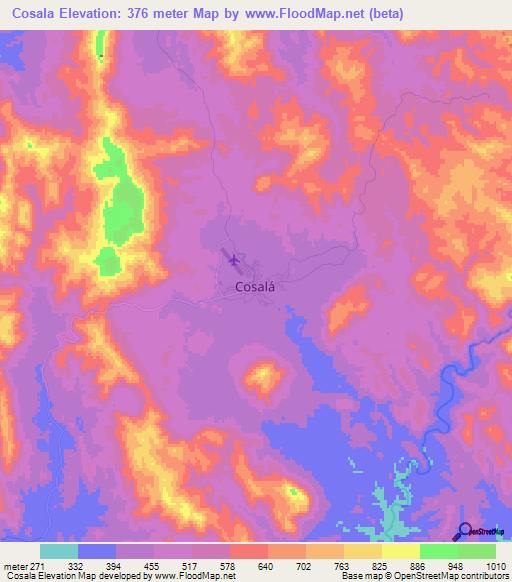 Cosala,Mexico Elevation Map