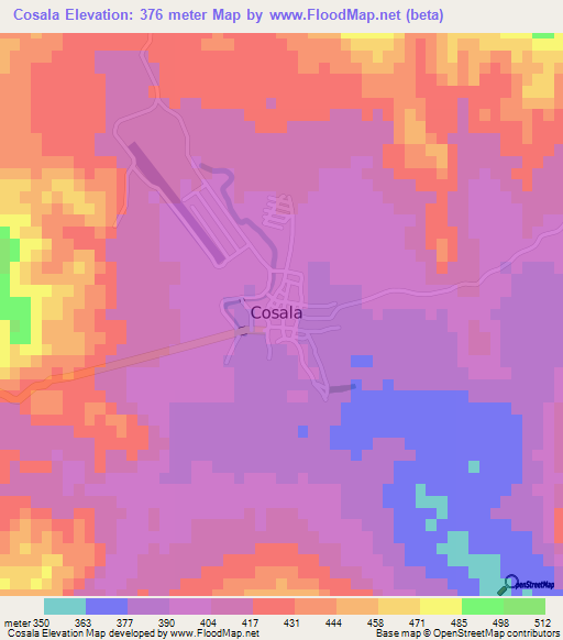 Cosala,Mexico Elevation Map