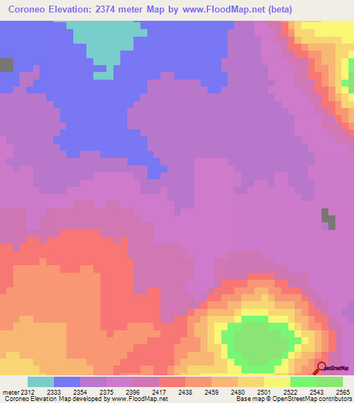 Coroneo,Mexico Elevation Map