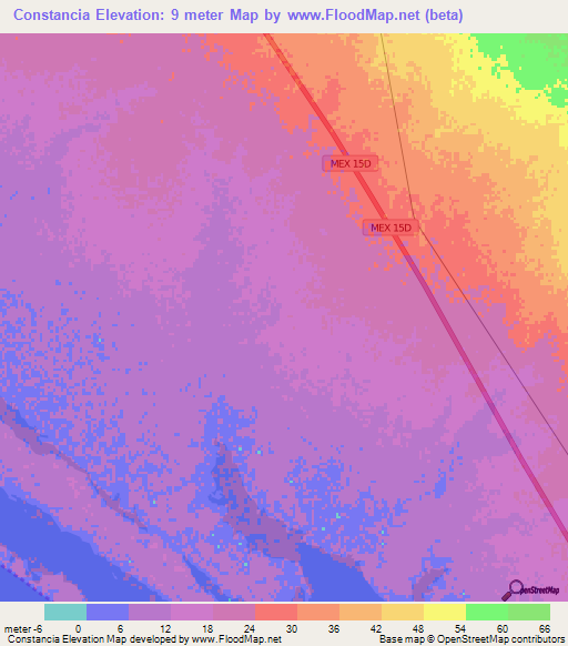 Constancia,Mexico Elevation Map