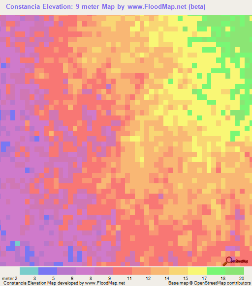 Constancia,Mexico Elevation Map