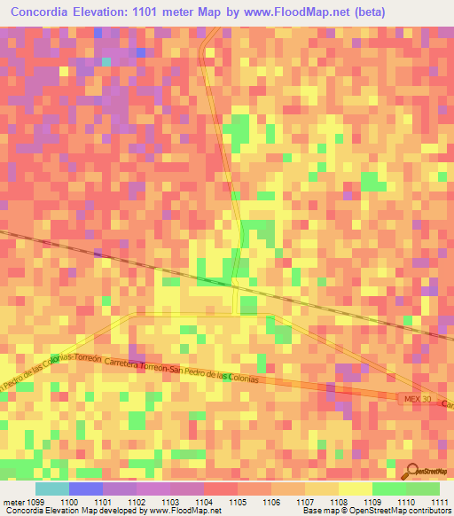 Concordia,Mexico Elevation Map