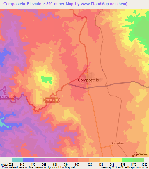 Compostela,Mexico Elevation Map