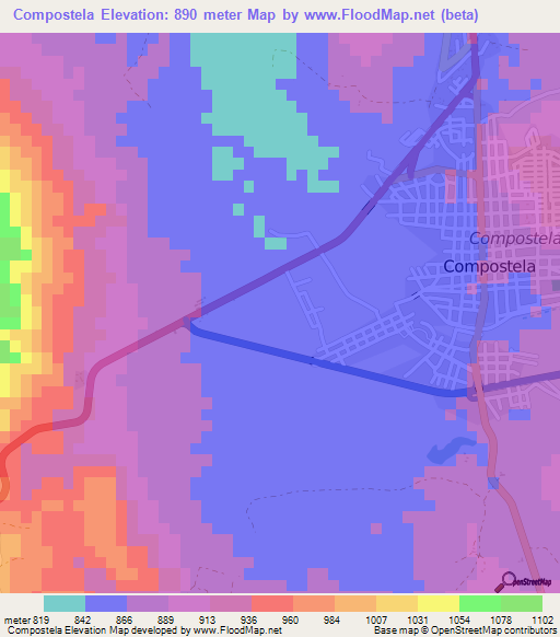 Compostela,Mexico Elevation Map