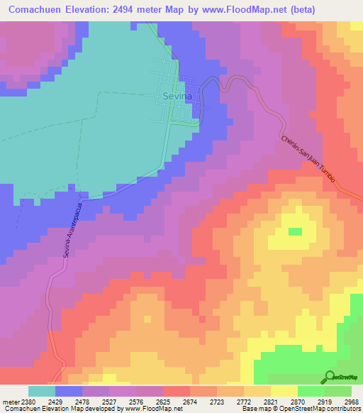 Comachuen,Mexico Elevation Map