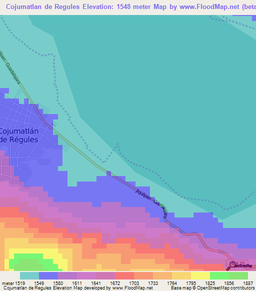 Cojumatlan de Regules,Mexico Elevation Map