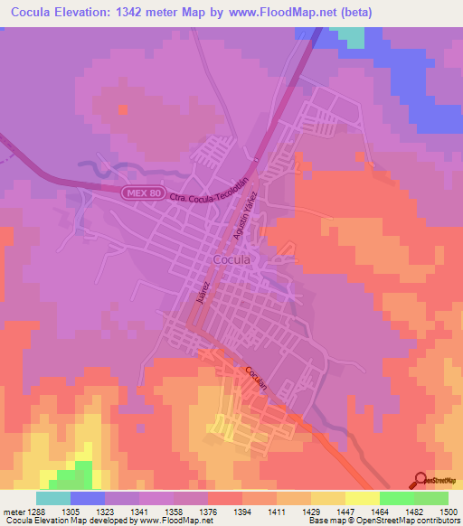 Cocula,Mexico Elevation Map