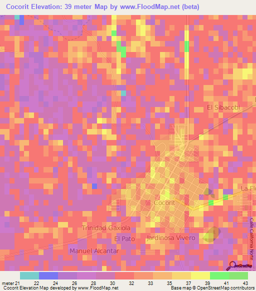 Cocorit,Mexico Elevation Map