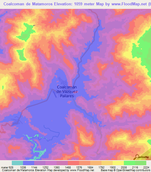 Coalcoman de Matamoros,Mexico Elevation Map