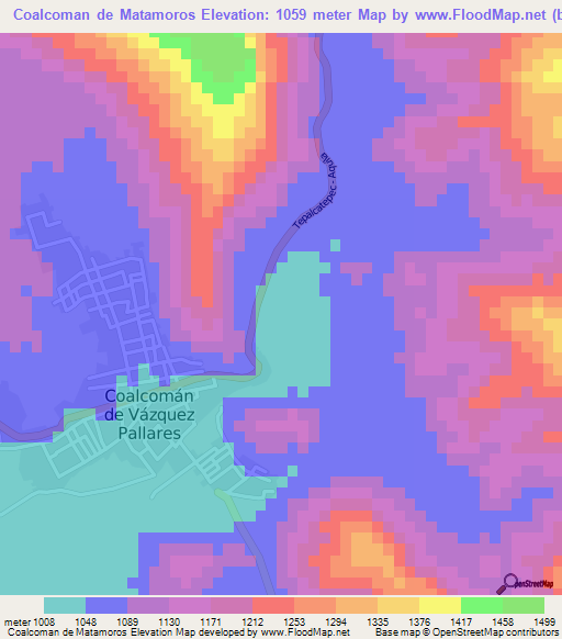 Coalcoman de Matamoros,Mexico Elevation Map