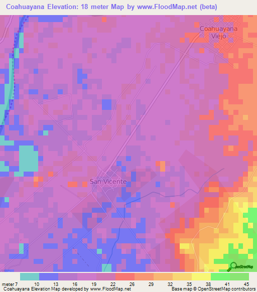 Coahuayana,Mexico Elevation Map