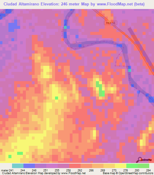 Ciudad Altamirano,Mexico Elevation Map