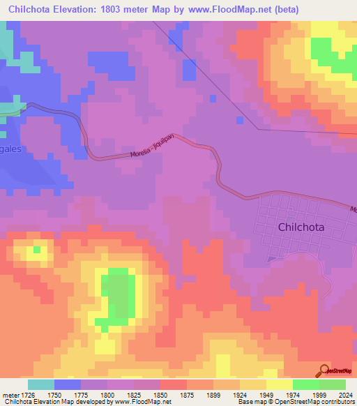 Chilchota,Mexico Elevation Map