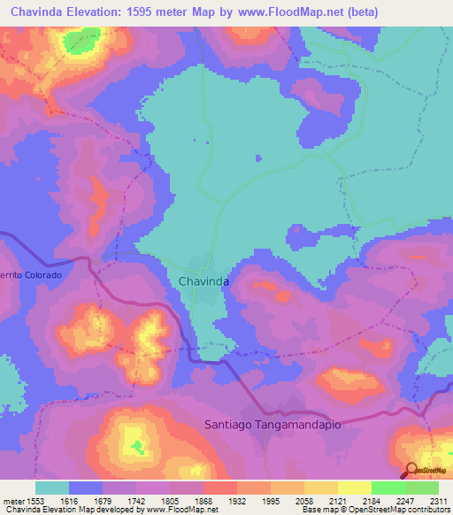 Chavinda,Mexico Elevation Map