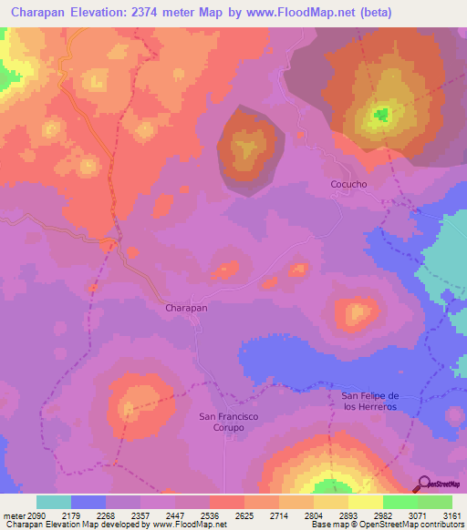 Charapan,Mexico Elevation Map