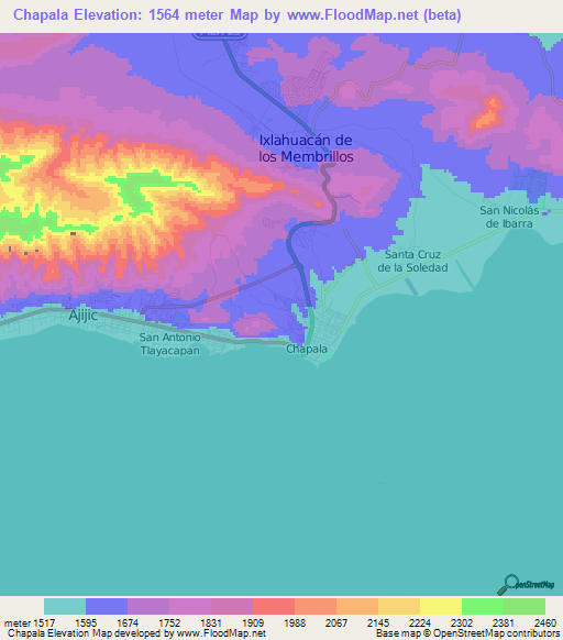 Chapala,Mexico Elevation Map