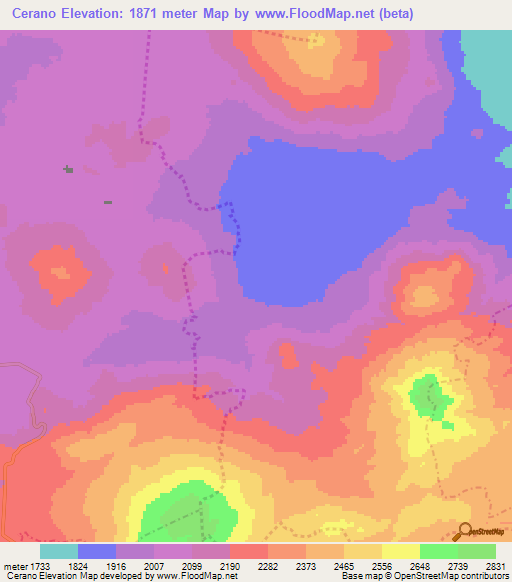 Cerano,Mexico Elevation Map