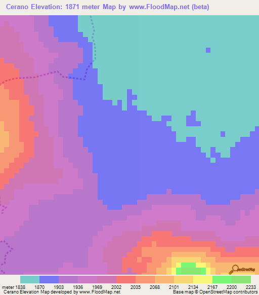 Cerano,Mexico Elevation Map