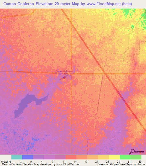 Campo Gobierno,Mexico Elevation Map