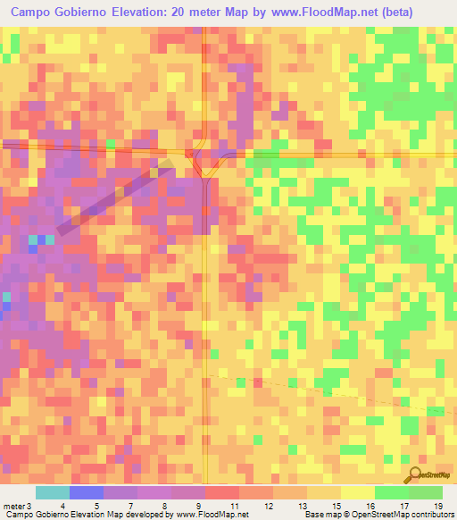 Campo Gobierno,Mexico Elevation Map