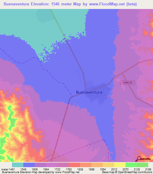 Buenaventura,Mexico Elevation Map