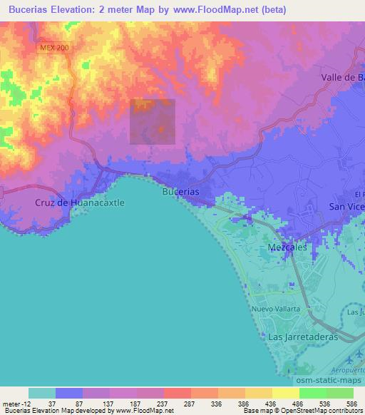 Bucerias,Mexico Elevation Map
