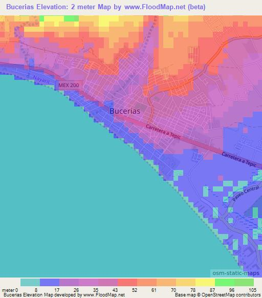 Bucerias,Mexico Elevation Map