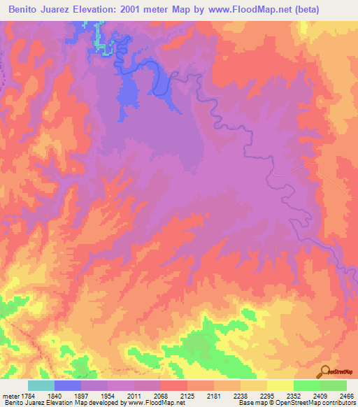 Benito Juarez,Mexico Elevation Map