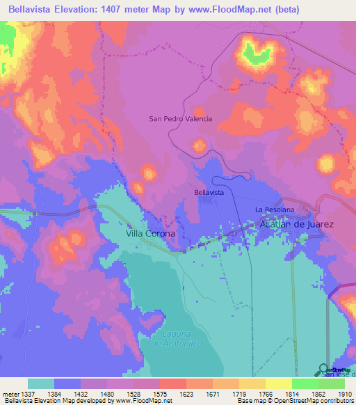 Bellavista,Mexico Elevation Map