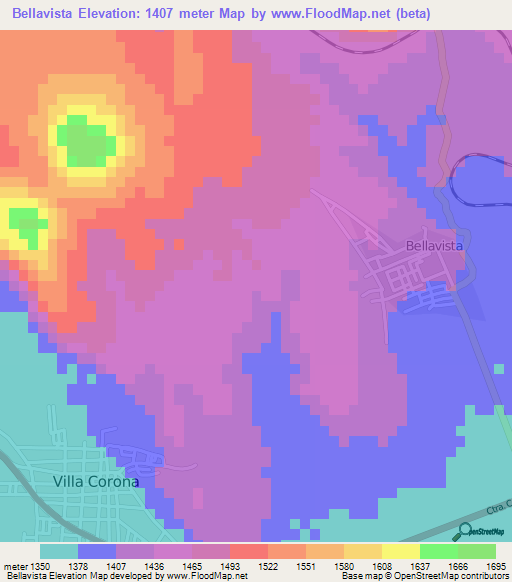 Bellavista,Mexico Elevation Map